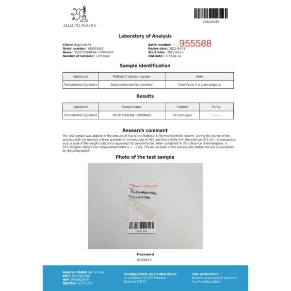 Cypilos 250 mg/ml (Testosterone Cypionate) 10ml vial