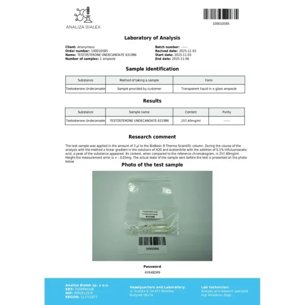 Andriolos 250 mg/ml (Testosterone Undecanoate)