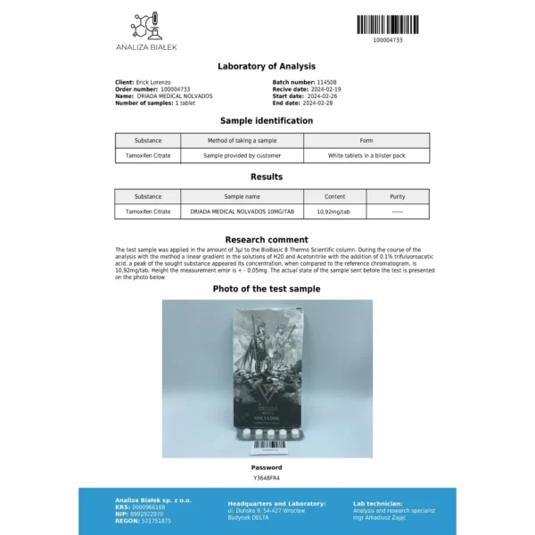 Tamoxifen Citrate 10 mg (Nolvados)