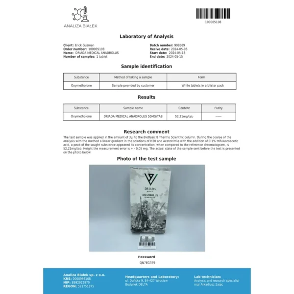 Anadrolus 50 mg (Oxymetholone)